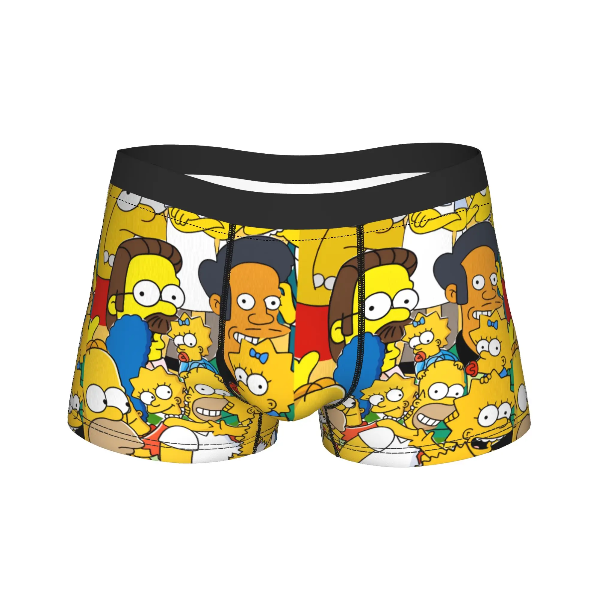 Funny S-Simpsons  Characters Chaos Collage Trunk  Pouch Underwear Hot Sale Print Boxer Brief Funny Men Underpants Plus Size 2XL