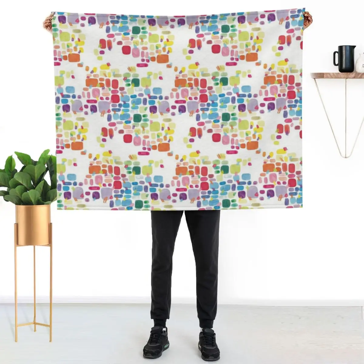 

Abstract Colourful Paint Swatches and Pencil Scribbles Throw Blanket Warm Flannel Blanket for Couch Chair Bedroom