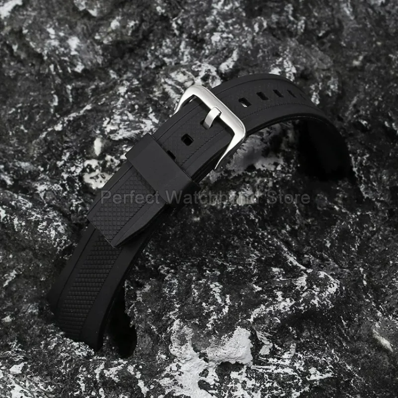 Silicone Watch Strap Accessories 19mm for Casio EDIFICE Series EF-552/PB Black Resin Watchband Dedicated Convex Interface view 4