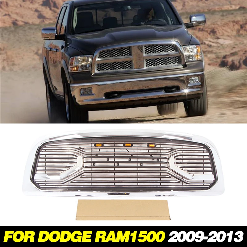 Auto Parts Grill With Led Lights Front Bumper Grille chrome Modification Accessories Decoration For DODGE RAM1500 2009-2013 2012