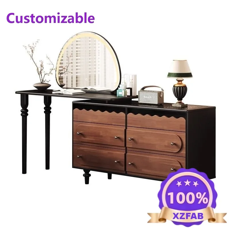 Factory Direct 2026 Chinese dressing table retro solid wood French bedroom makeup bedside dressingtable storage chest antique