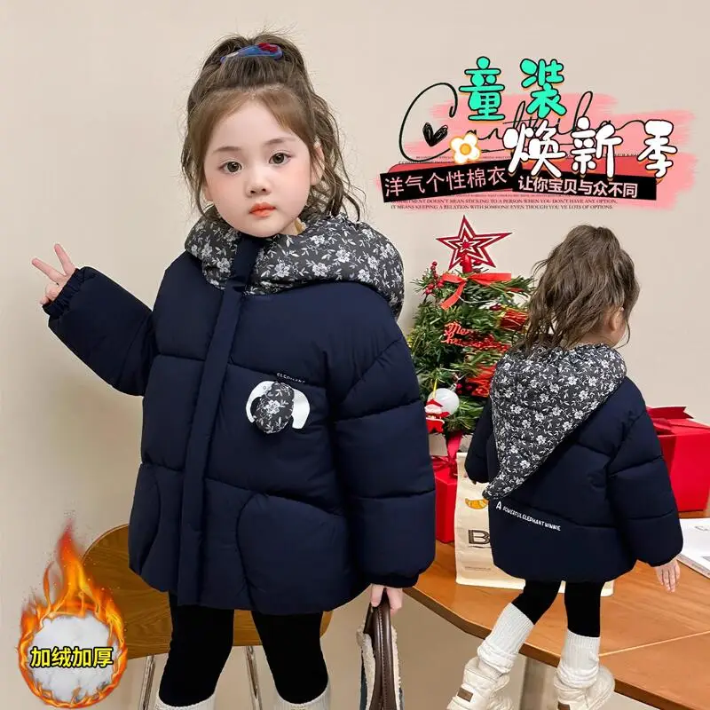 Girl Cotton-Padded Jacket Winter Autumn Coat Tops Zip-Up Jacket Hoodie Child Keep Warm Kawaii Fashion New Style Casual Clothing