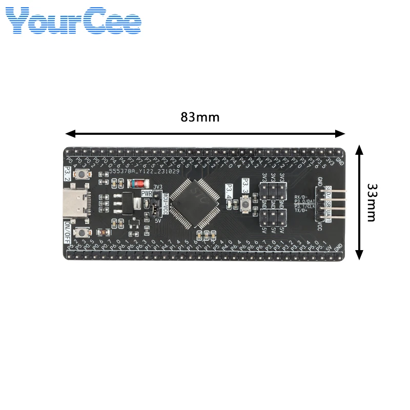 STC32G12K128 LQFP64 32 bit 8051 Microcontroller Core Learning Development Board Module Tpye C USB Download Burning Simulatio