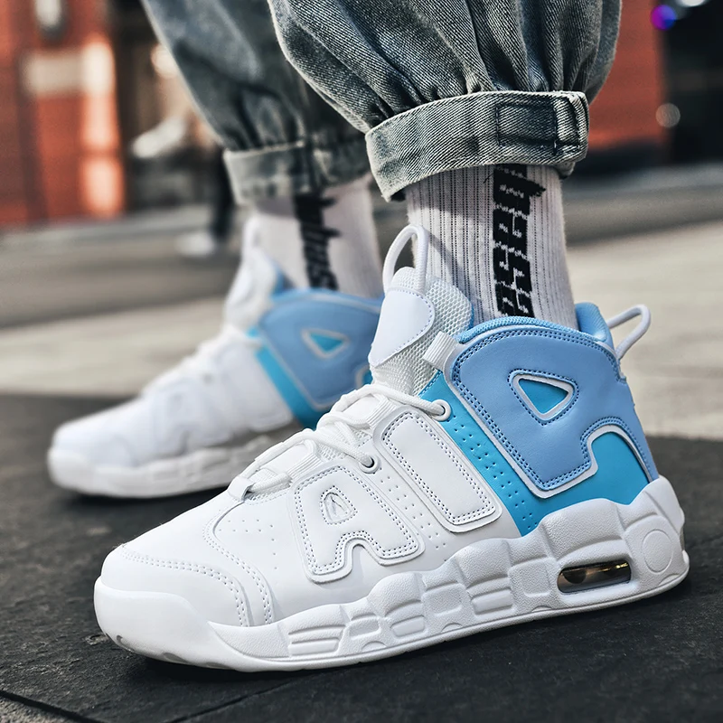 New Large-sized High-top Men's Shoes, Lightweight and Anti-slip Air Cushioned Sports Running Shoes, Casual Basketball Shoes