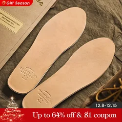 Maden Genuine Cowhide Insoles for Feet Luxury Top Layer Leather Insoles for Business Shoes Sneaker Breathable Soft Inserts Pad