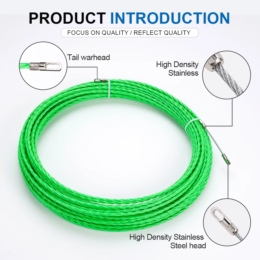 5mm  5/10/15/20/25/30/50M Cable Push Puller Dacron Fish Tape POM Fiber Optic Duct Rodder Wall Cable Guide Device Aid Tool