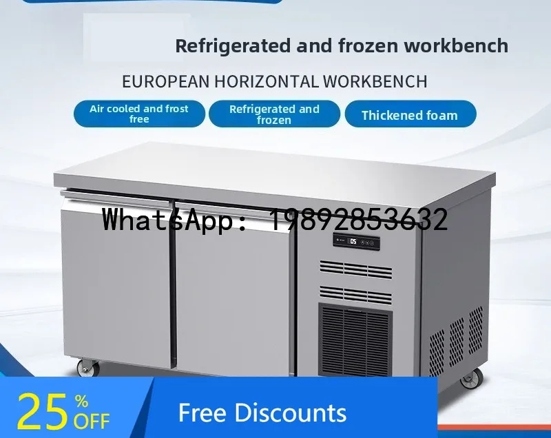 CZ Stainless Steel Kitchen Restaurant Fresh-Keeping Operation Table European Style Freezer Refrigeration Workbench