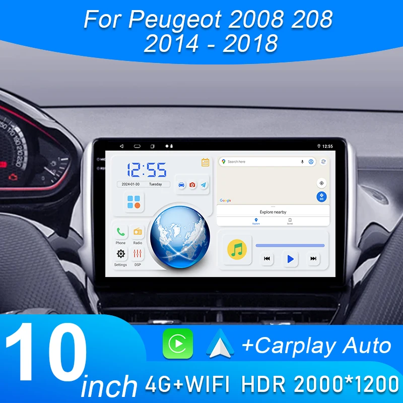 Car Radio For Peugeot 2008 208 2014 - 2018 Wireless CarPlay Android Auto Intelligent Systems Autoraido 4G WIFI No 2 din 2din DVD