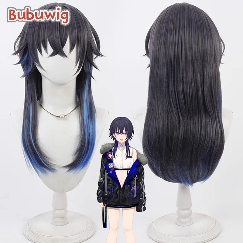 

Bubuwig Synthetic Hair Ichinose Uruha Cosplay Wigs Virtual YouTuber Ichinose Uruha 60cm Dark Gray Mixed Blue Wig Heat Resistant