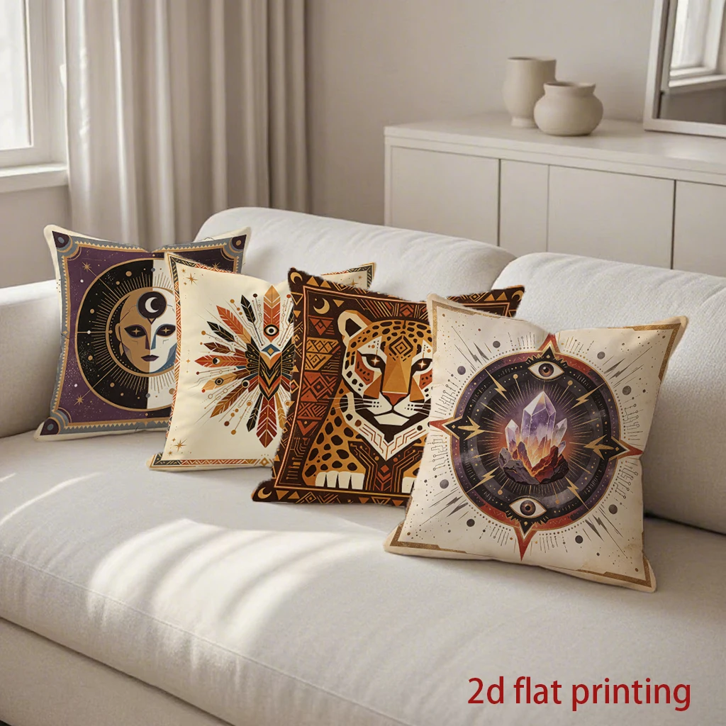 Bohemian Mystic Leopard Cushion Covers Pattern Cushion Cover Suitable for Sofa Bedroom Car Pillow Cover