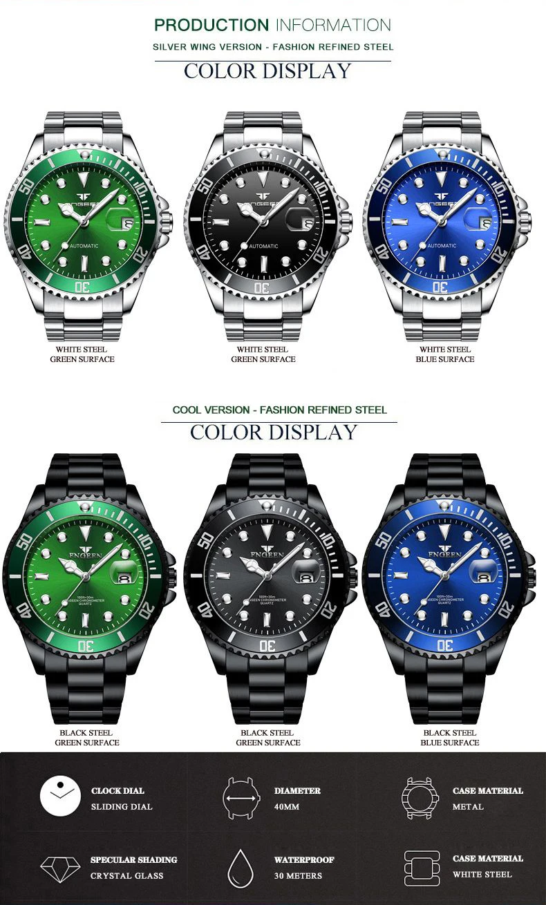 BINBOND Quartz Watches For Couples And Friends Orginal Design Auto Date Stainless Steel Durable Men's Watch Luxury Reloj