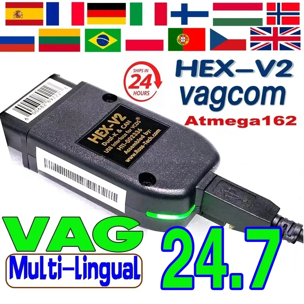 2025 لـ VAG COM HEX-V2 الماسح الضوئي Obd2 كابل أداة التشخيص V24.7 متعدد اللغات HEX V2 Wesheu VAG COM لسيارة أودي سكودا VW #1