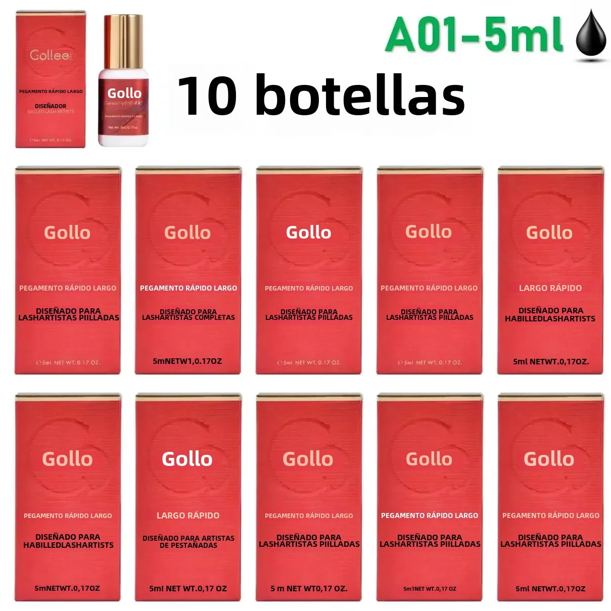 Para salón Premium Gollee 10 Uds 1s pegamento para pestañas secas Lash Bonder extensiones de pestañas postizas suministros adhesivos herramientas de maquillaje Golle