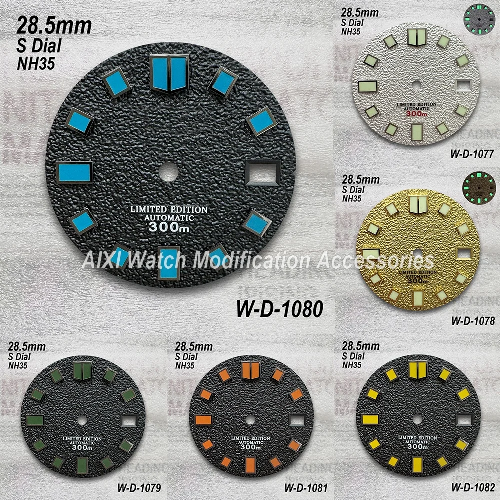 

28.5mm S Logo Dial Fit NH35/NH36/4R/7S Movement Green/No Luminous High Quality Watch Modification Accessories