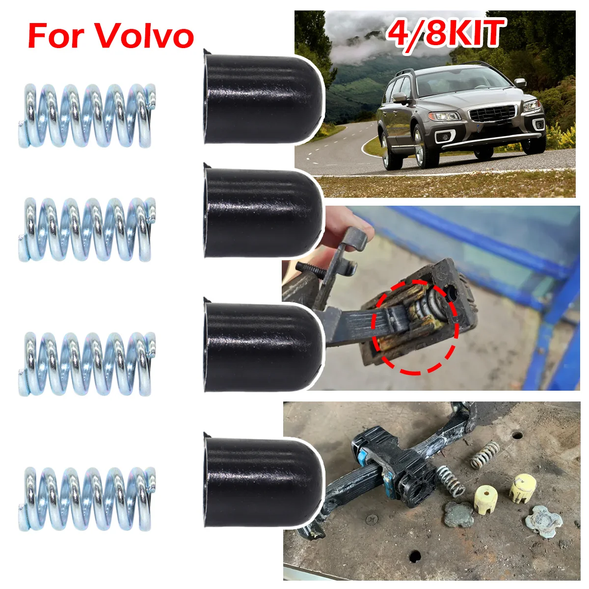 4/8kit Car Door Check Strap Limiter Repair Kit Stopper Damping Spring Clip For Volvo C30 S40 S80 XC60 XC70 S60 II FS 2010-2017