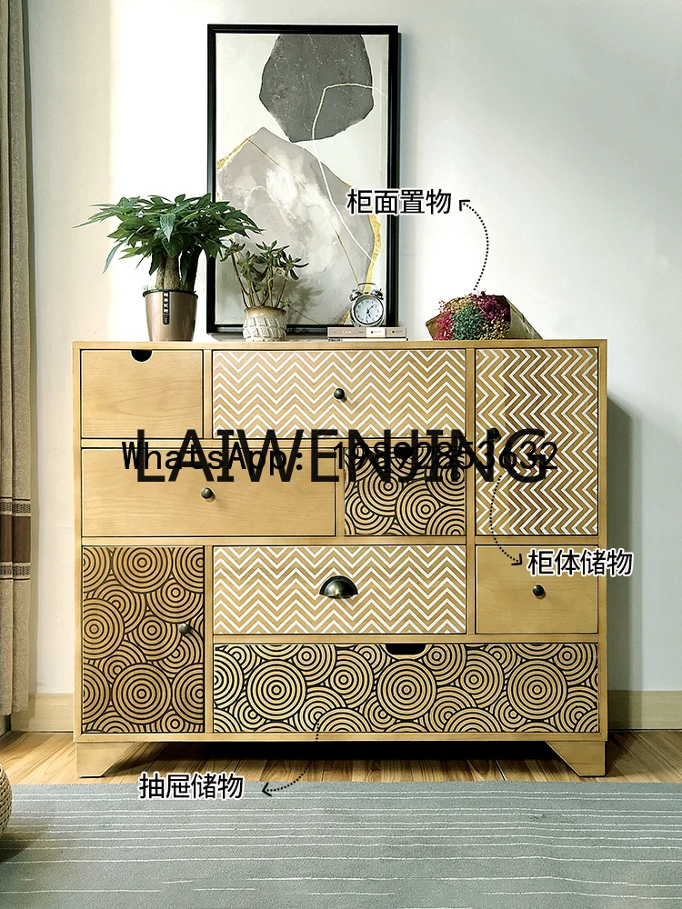 

JJ5Simple Solid Wood Chest of Six Drawers Living Room Entrance Bedroom Drawer Storage Locker Seven Chest of Drawers