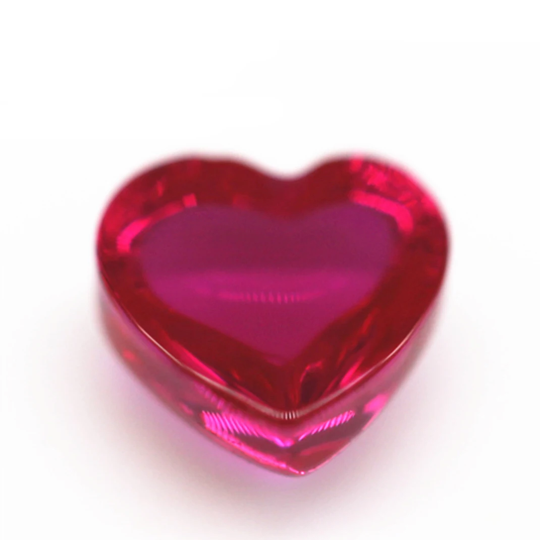 Ruby Cabochon Smooth Polished Surface Heart Shaped Blood-red 5# Synthesis Corundum Flat Back Multiple Sizes to Choose