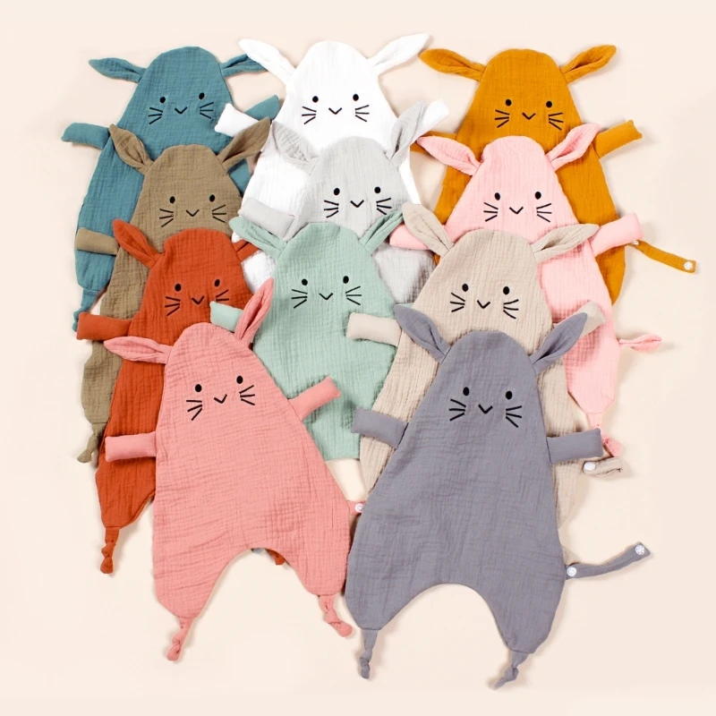 

W3JF Двухслойный муслин Baby SnuggleBlanket с вышитым прекрасным подарком дизайна Puss