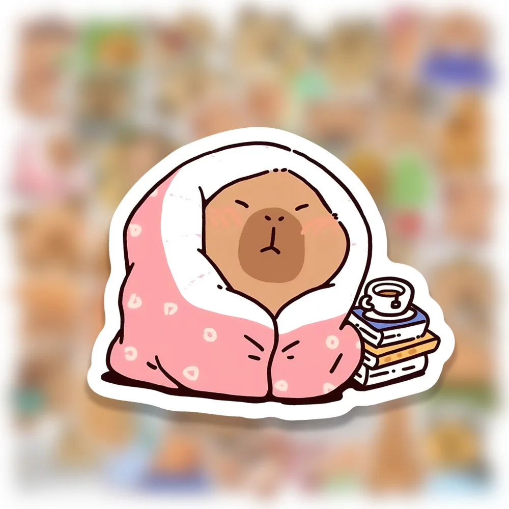 50 pièces Kawaii dessin animé potelé capybara mignon marron animaux autocollants scrapbook portable téléphone bagages voiture moto jouet cadeau