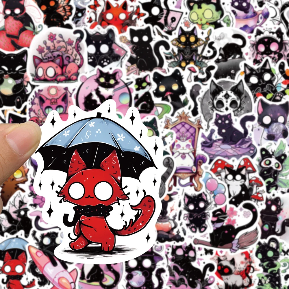 10/30/50pcs Horror Magic Demon Cat Cartoon Stickers Graffiti Phone Laptop Skateboard Cool Goth Decoration Decals for Kids Toys