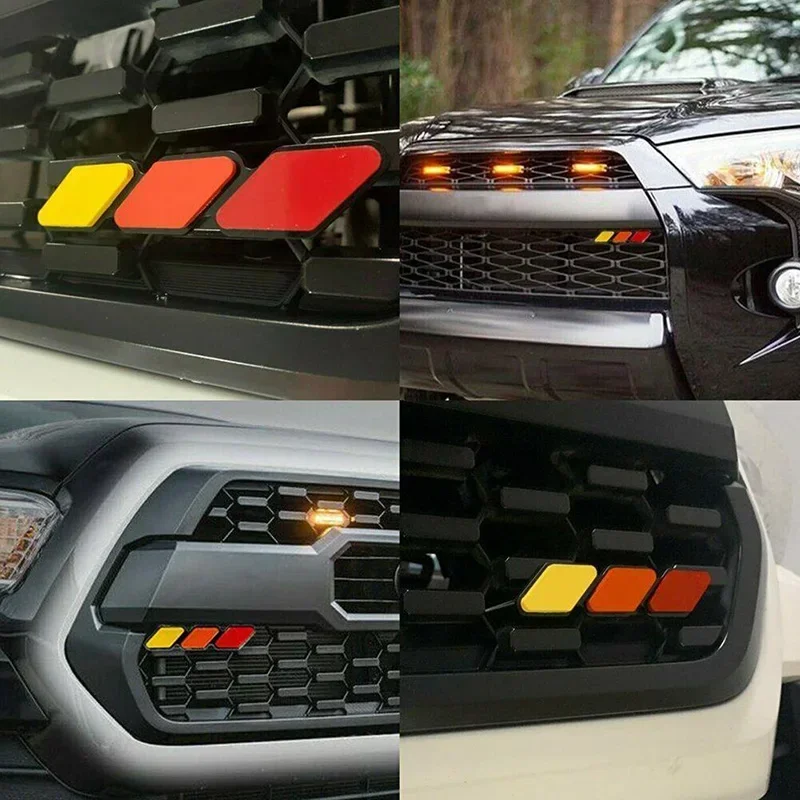 3-color Grille Badge Emblems Racing Grille Decoration Accessories Car Truck Label Modification for Toyota Tacoma 4runner