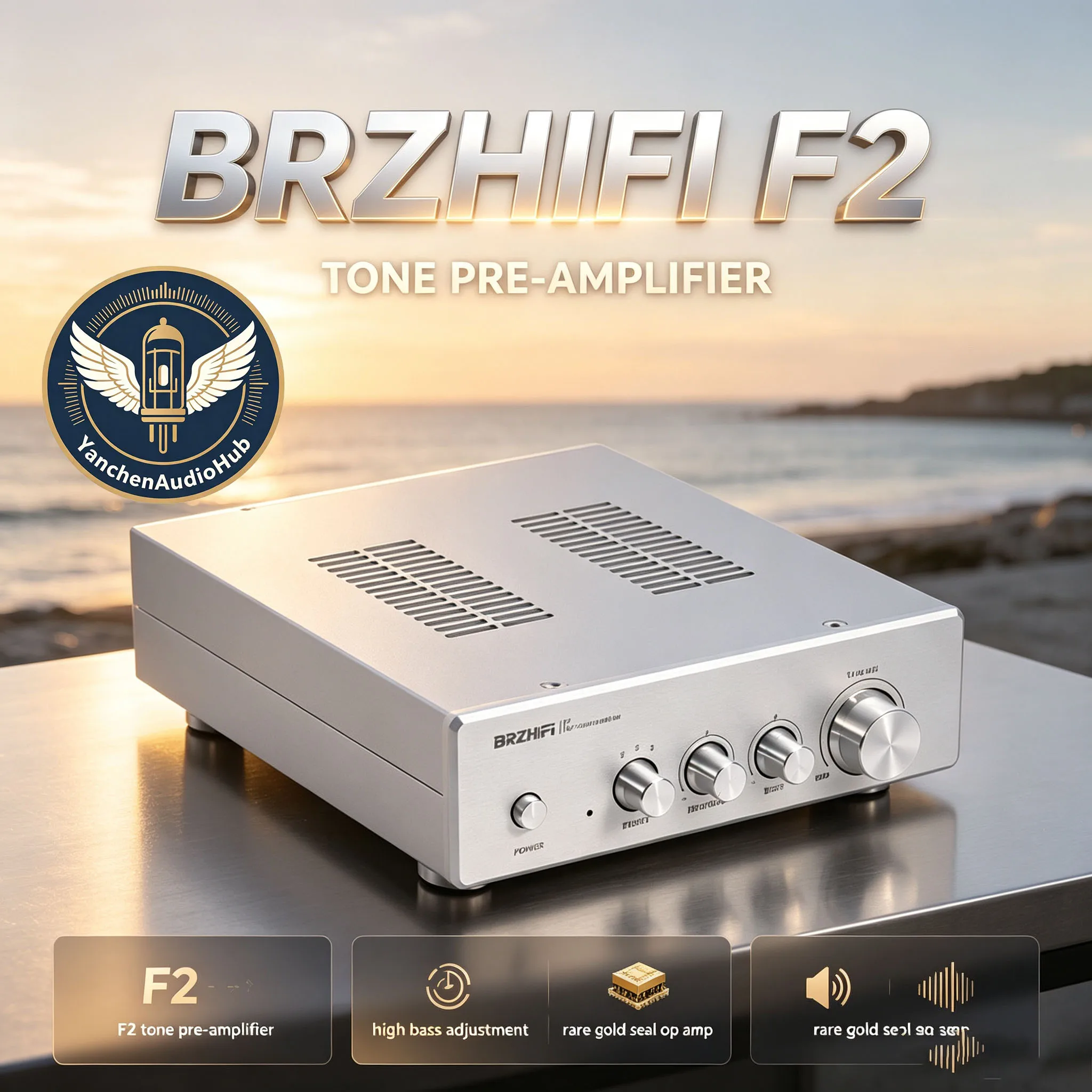 CHN 2027 new BRZHIFI F2 tone pre-amplifier high bass adjustment rare gold seal op amp
