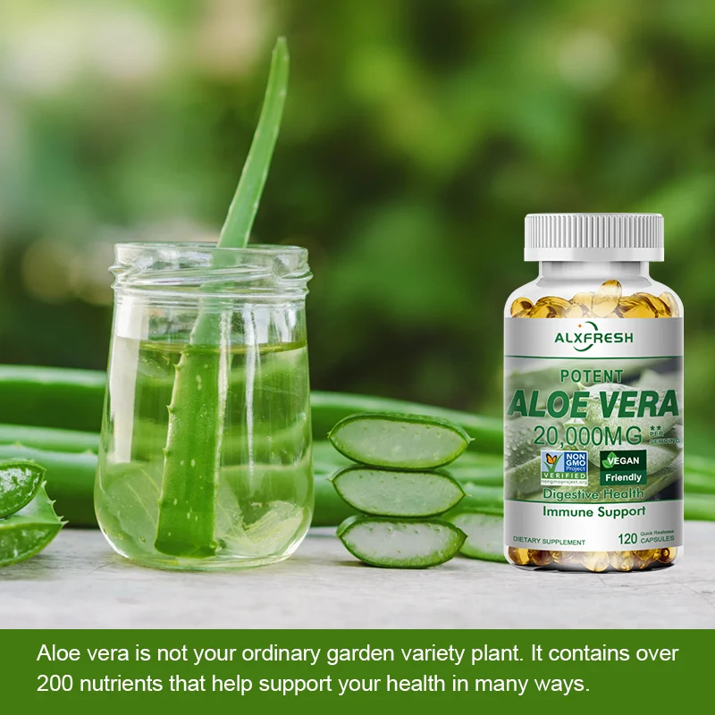 Alxfresh Aloe Vera Capsules Support Intestinal Digestion Weight Loss Immune Function Support Cardiovascular & Joint Health