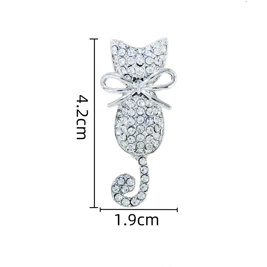 New Sparkling Rhinestone Cute Enamel Cat Brooches for Women Unisex Animal Combo Pins Office Party Casual Accessories Gifts