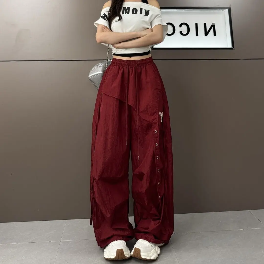 Y2K Streetwear Dance Pants Women Hip Hop Jazz Wide Leg Quick Dry Sports Trousers Casual Workwear Summer Fashion Punk Cargo Pants