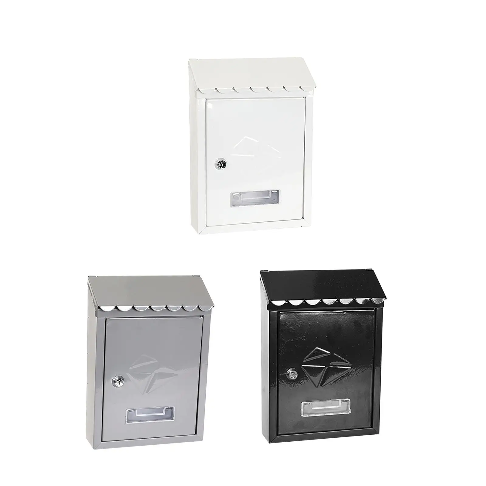 Wall Mounted Mailbox Metal Postbox Weatherproof Letter Box Drop Box with Lock