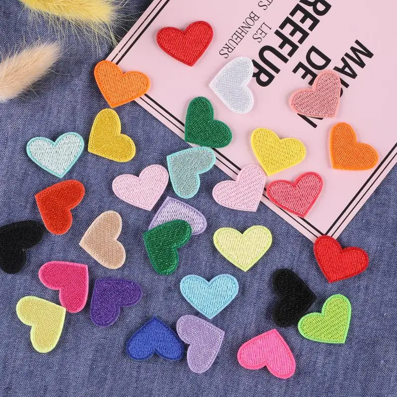 20pcs Small Fresh Mini Multicolor Heart Embroidery DIY Cloth sewing Clothes Bags Hats Clothing Bag Accessories Patches