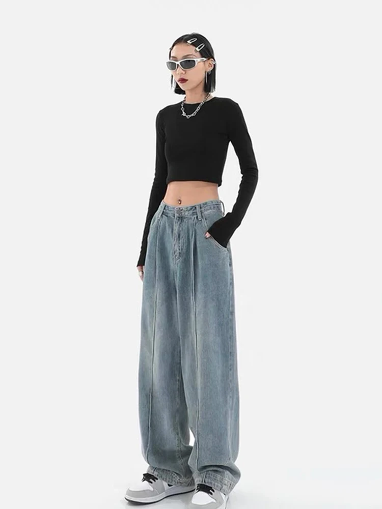 2022 Winter Y2k Fashion Women Harajuku Jeans Wide Leg Punk Loose Casual Denim Cargo Pants Baggy Streetwear Long Trousers Tide