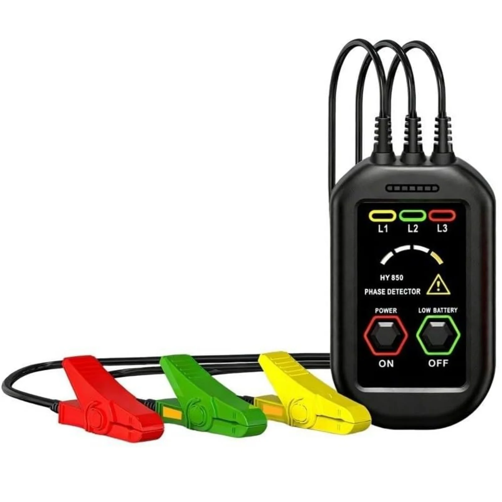 HY850 Non-Contact Phase Sequence Detector, 3 Phase AC Voltage Tester Phase, Sound and Light Prompt Phase Meter