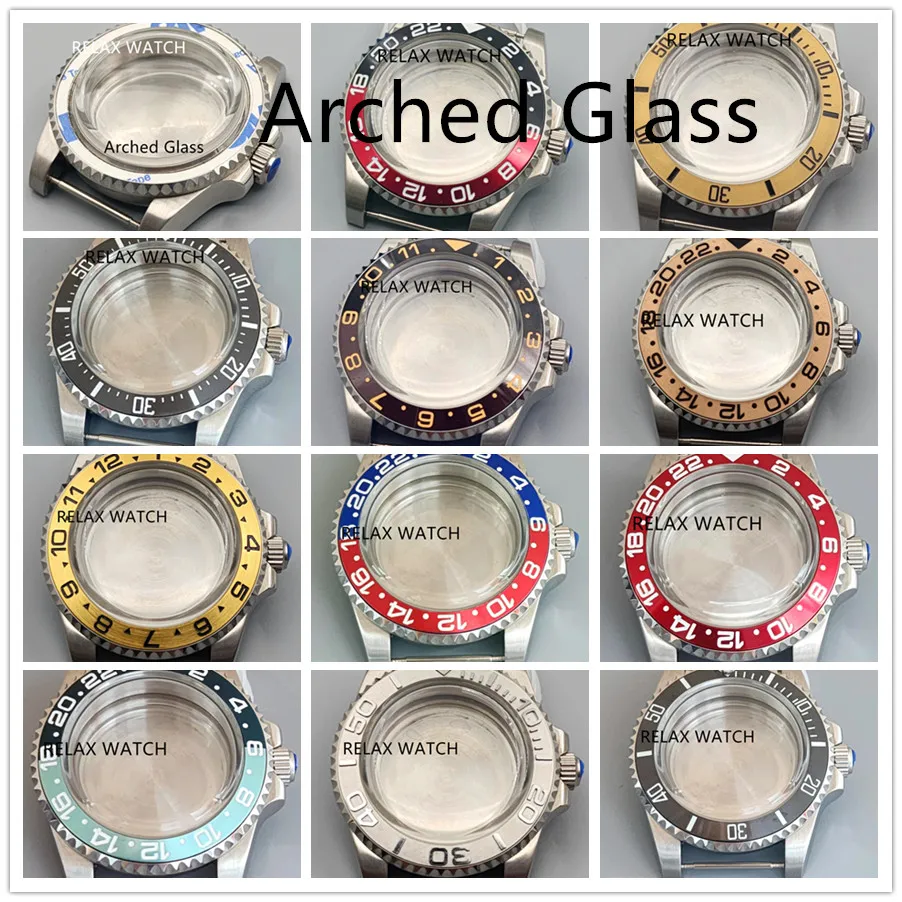 40mm Arched Glass Stainless Steel Watch Case Fits Japanese NH35 NH36 MIYOTA8215 ETA2824 2836 Automatic Movement