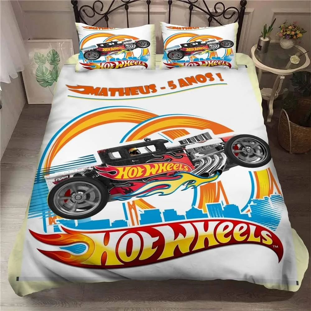 

Disney Bedding Set 3D Hot Wheels Duvet Cover Pillowcase Boys Bedroom Single Double Queen King Quilt Bed Set