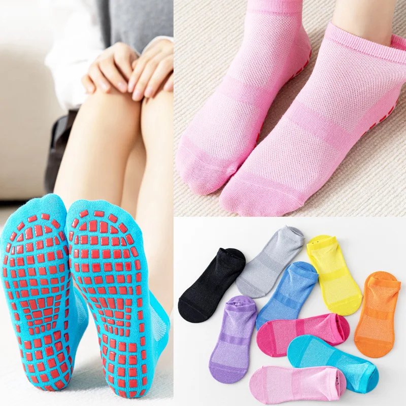 3Pairs Children Non Slip Socks with Grips Elastic Short Socks Indoor Home Floor Socks for Kids Adult Ballet Yoga Pilates