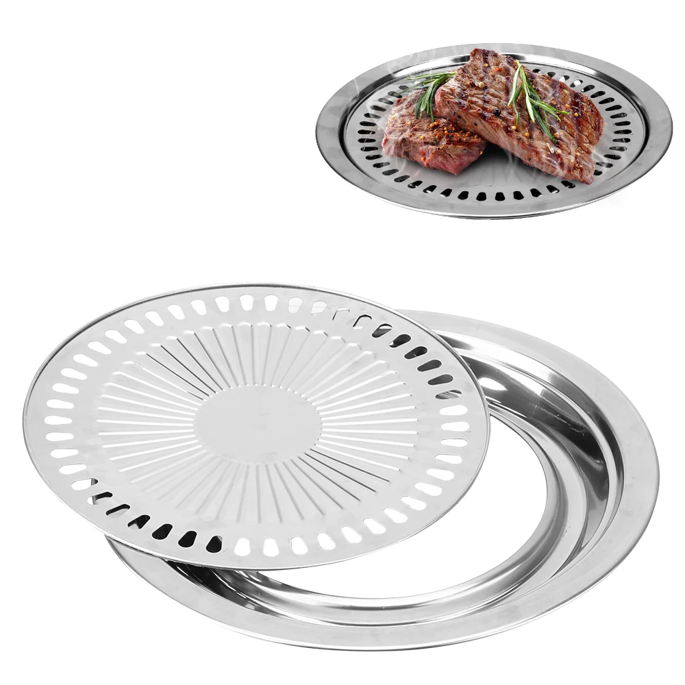 BBQ Grill Barbecue Tools Household Non-Stick Gas Stove Plate Smokeless Barbecue Grill Pan Electric Stove Baking Tray