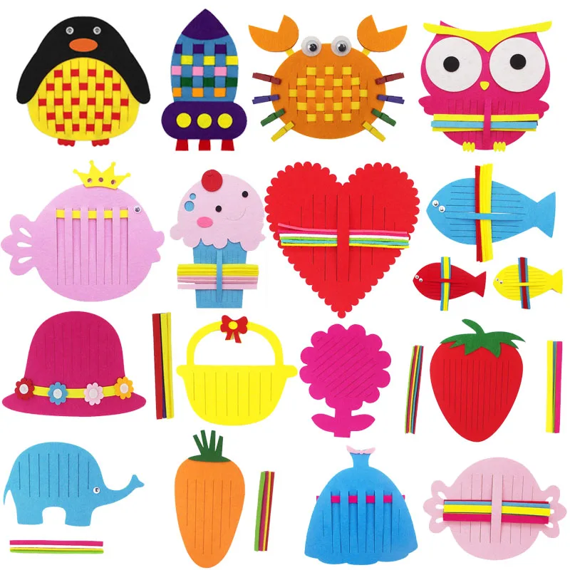 5pcs Children Puzzle Felt Toy Cartoon Pattern Weaving Style DIY Hands-on Ability Children's Montessori Early Education Toys TMZ