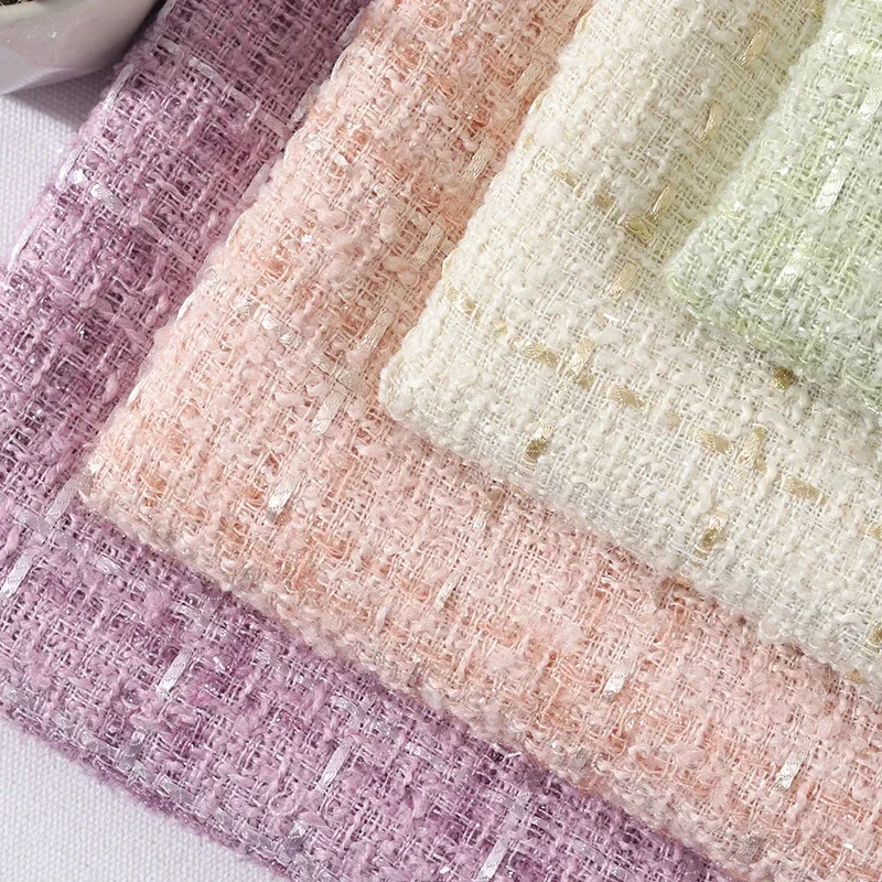 1m Polyester Tweed Plaid Fabric Lady Style Dresses Shirts Coats DIY Sewing Spring Autumn Winter Clothing Handmade Material Cloth