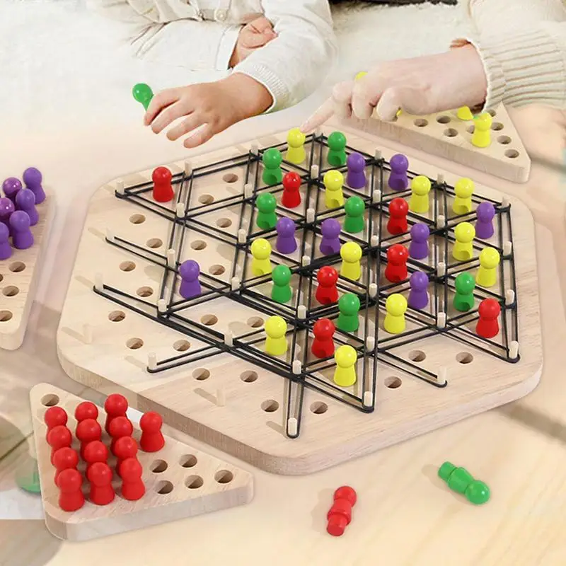 Geometry Chain Chess Puzzle Triangle Chess Desktop Game Rubber Band Training Family Interaction Exercise Thinking Toys Gifts