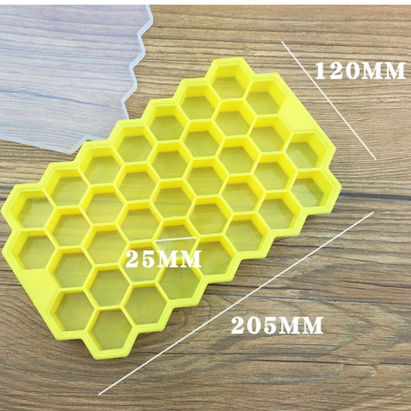 Ice Cube Tray 37Grids Silicone Ice Mould Hexagonal Shaped DIY Kitchen Molds Reusable Honeycomb Kitchen Supplies for Barware