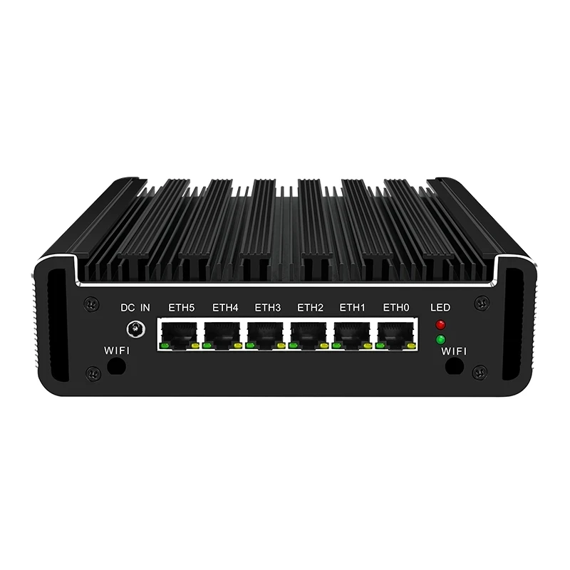 Celeron J4125 Computer industriale senza ventola incorporato RJ45 COM Core i5-10210U Mini server di sicurezza di rete 6xIntel i225 2.5G LAN