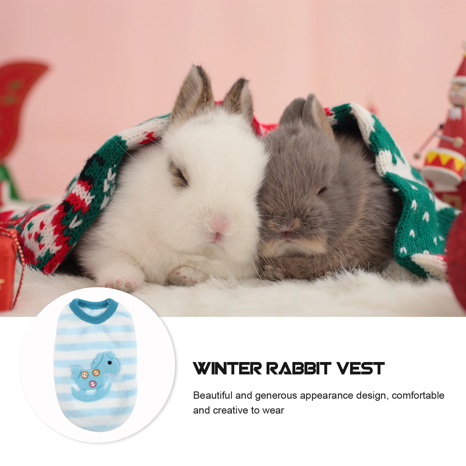 

Rabbit Vest Winter Warm Coral Fleece Pet Costume Bunny Apparel Small Animal Clothes Cute Decoration for Guinea Pigs