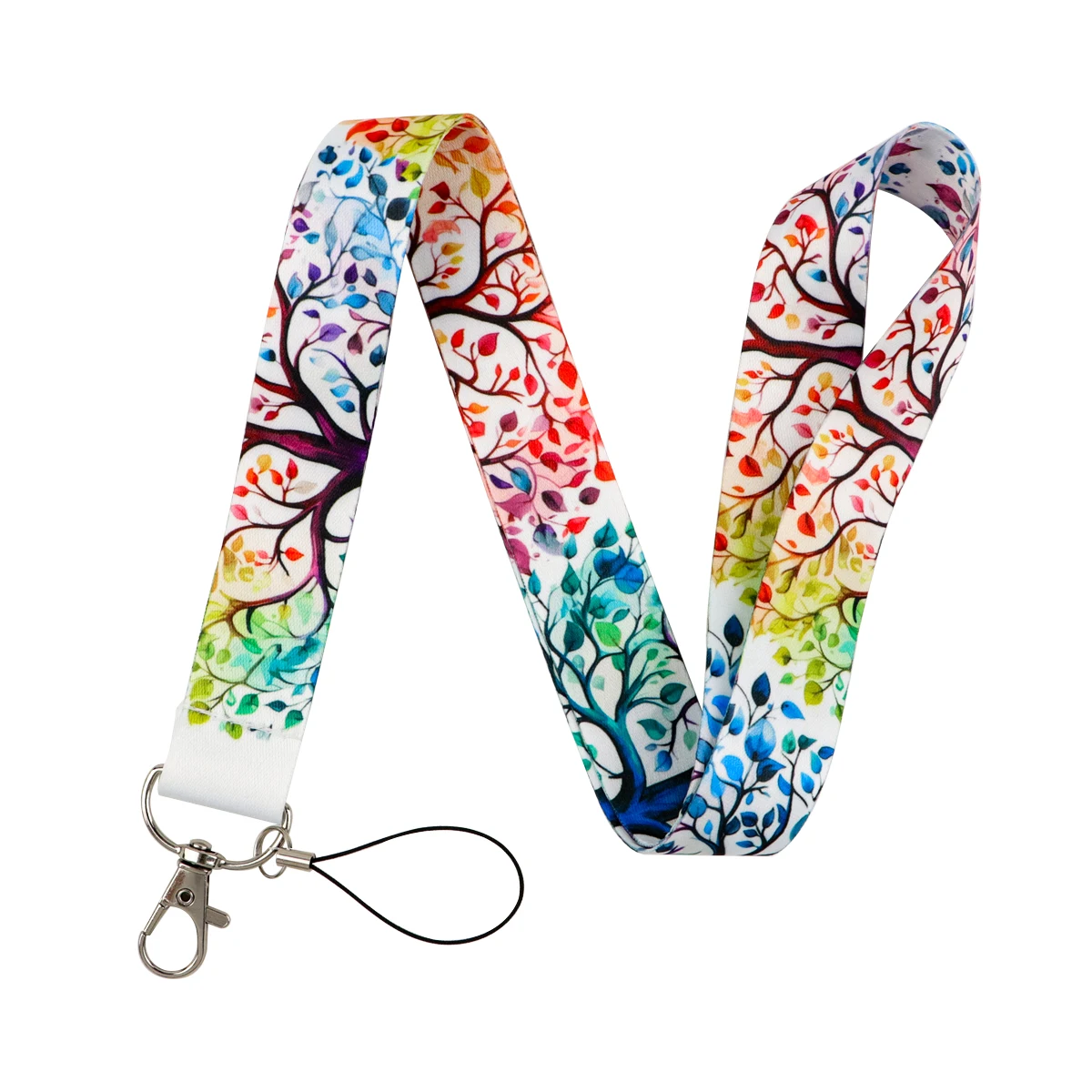 Tree Art Lanyard Keychain Neck Strap for Key ID Card Phone Straps Badge Holder DIY Hanging Rope Phone Accessories