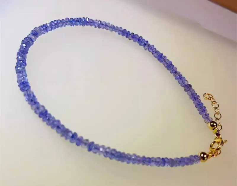 

blue Tanzanite roundelle 3mm faceted bracelet 18cm FPPJ wholesale loose beads nature