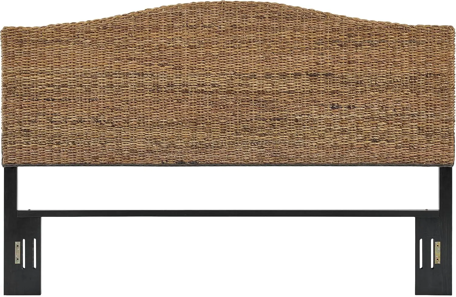 Handwoven Natural Fiber Rattan Bed Headboard, Banana Leaf,Designed To Last with Banana Leaf Weave Over A Sturdy Steel Frame