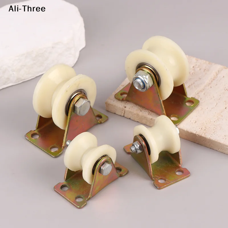 1Pcs Nylon Grooved Roller Track Pulley V / U Nylon With Stand 30mm 50mm Door Grooved Heavy Duty Rollers Sliding Heel
