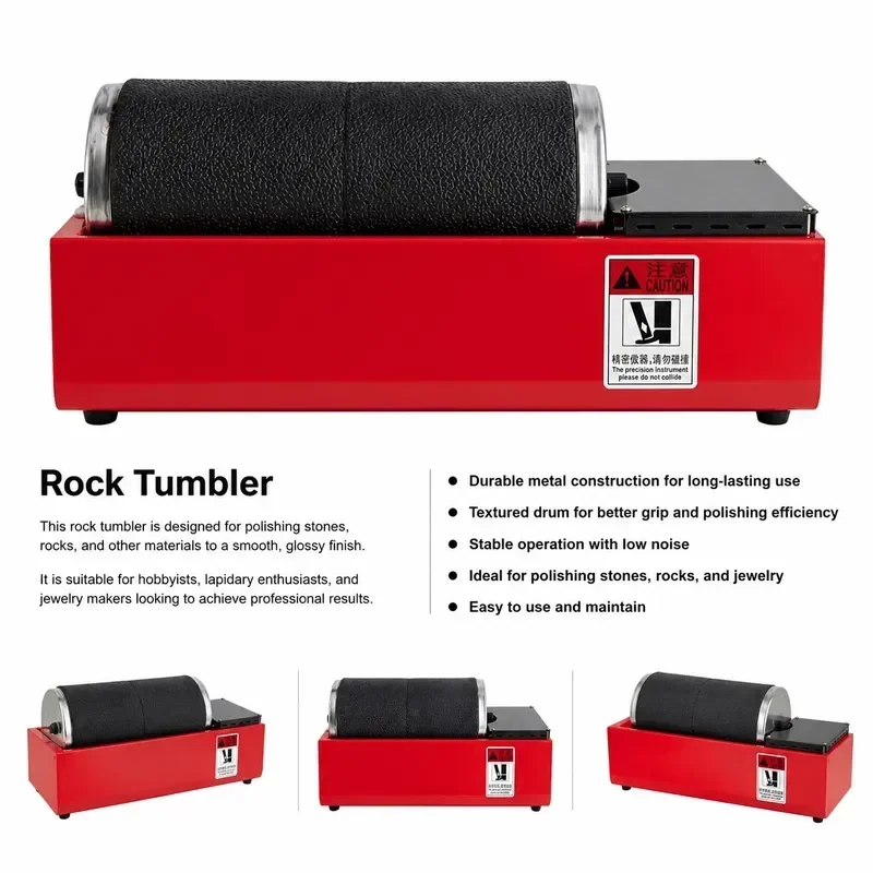 1L Capacity Mini Jewellery Rotary Polisher Jewelry Tumbler Polishing Machine with Glass Barrel for Gold Silver Jade Rock