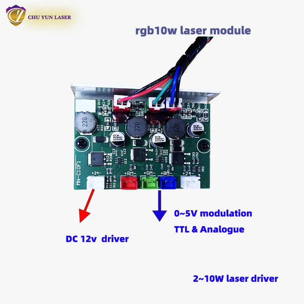 DC12V RGB10W Lasermodul Rot/Blau/Grün TTL oder analoge Laserlichtteile