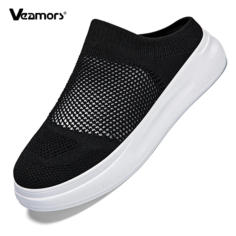 

Breathable Mesh Couple Casual Shoes Knitted Lightweight Slippers Slip-on Daily Loafers for Walking Traveling Size 36-45